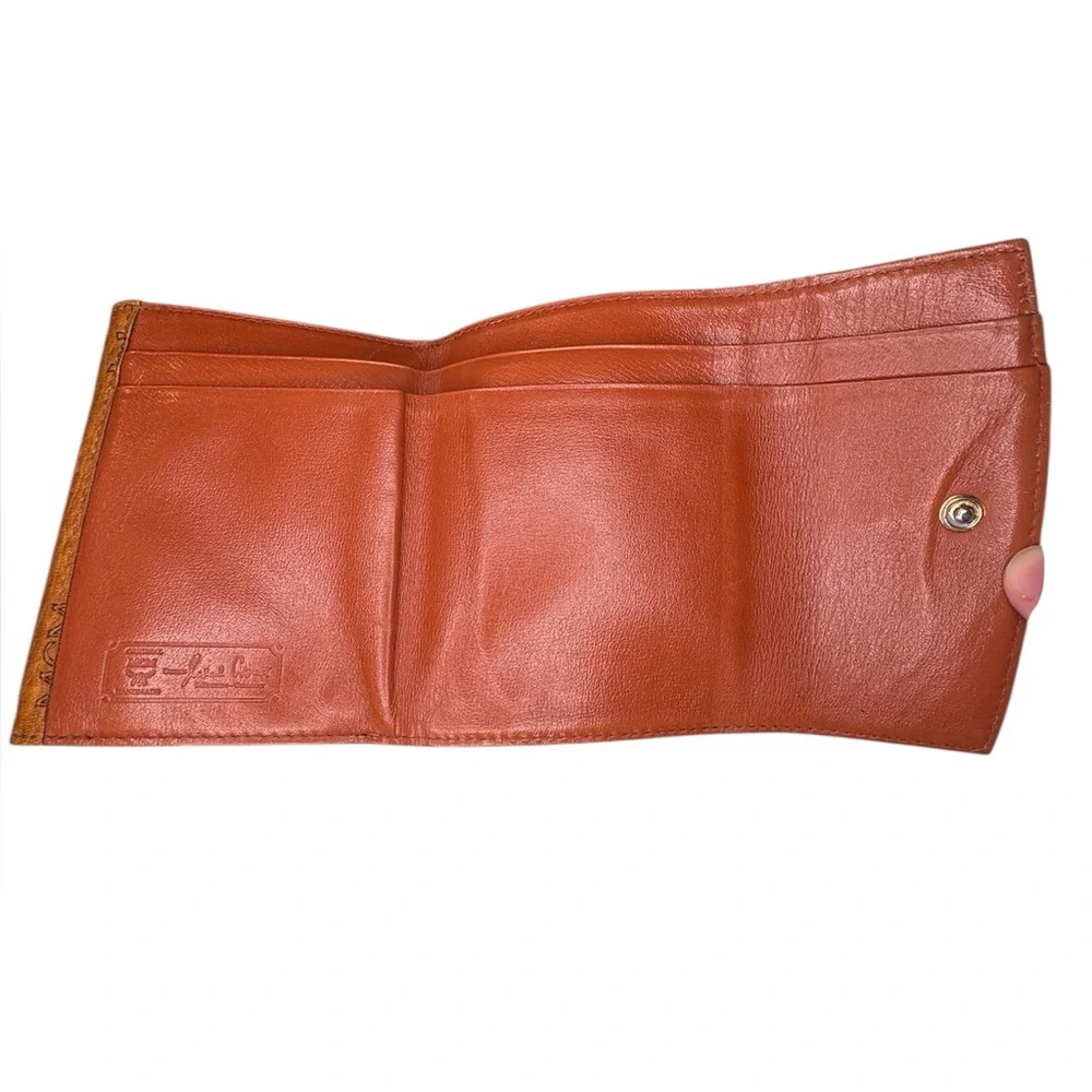 MCM Cognac Visetos Trifold Wallet